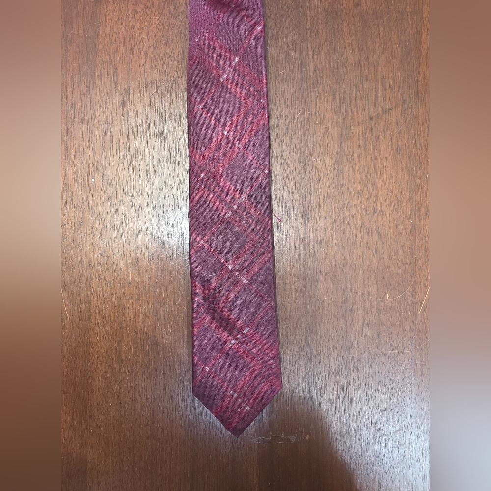 Calvin Klein Burgundy Plaid Tie